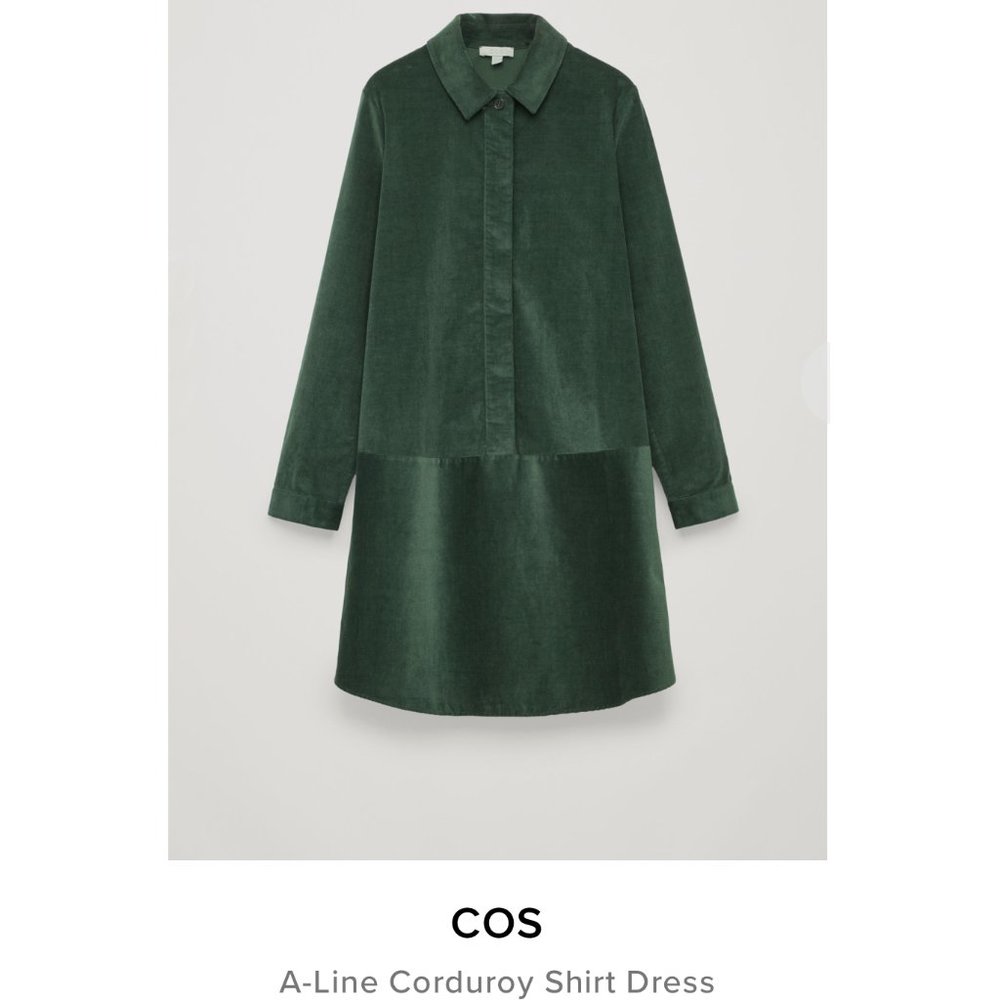 NWOT Cos A-Line Corduroy Shirt Dress, Size 2 - Picture 2 of 8